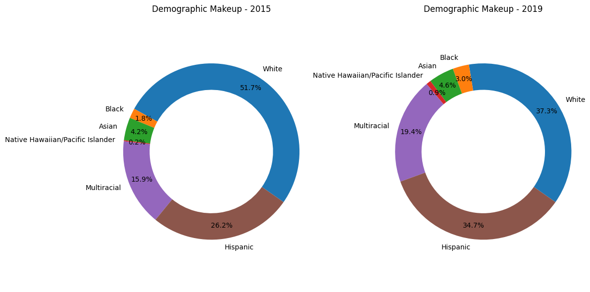 Demographic makeup comparison 2015 vs 2019